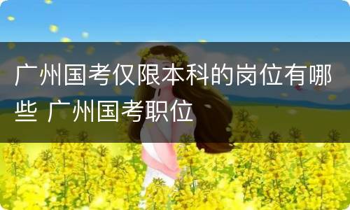 广州国考仅限本科的岗位有哪些 广州国考职位