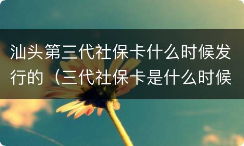 汕头第三代社保卡什么时候发行的（三代社保卡是什么时候发行）