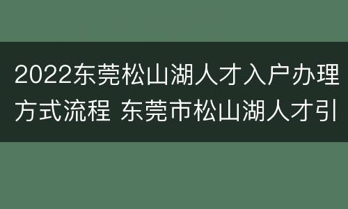 2022东莞松山湖人才入户办理方式流程 东莞市松山湖人才引进政策2020