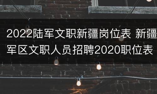 2022陆军文职新疆岗位表 新疆军区文职人员招聘2020职位表