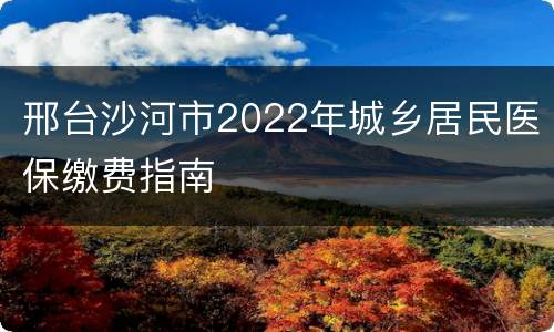 邢台沙河市2022年城乡居民医保缴费指南