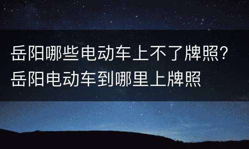 岳阳哪些电动车上不了牌照? 岳阳电动车到哪里上牌照