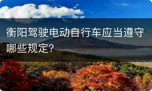 衡阳驾驶电动自行车应当遵守哪些规定？