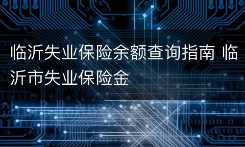 临沂失业保险余额查询指南 临沂市失业保险金