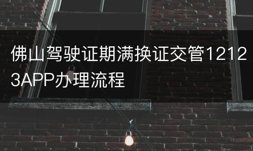 佛山驾驶证期满换证交管12123APP办理流程
