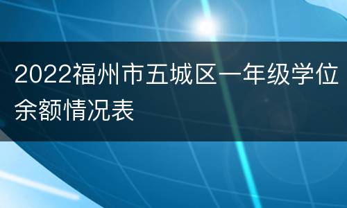 2022福州市五城区一年级学位余额情况表