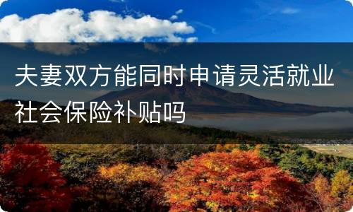 夫妻双方能同时申请灵活就业社会保险补贴吗