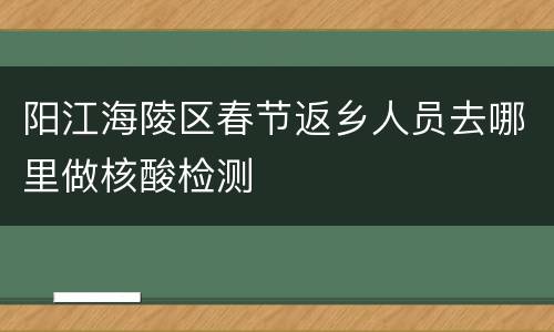 阳江海陵区春节返乡人员去哪里做核酸检测