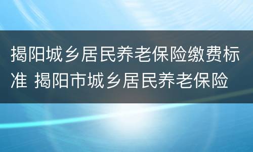 揭阳城乡居民养老保险缴费标准 揭阳市城乡居民养老保险