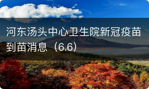 河东汤头中心卫生院新冠疫苗到苗消息（6.6）