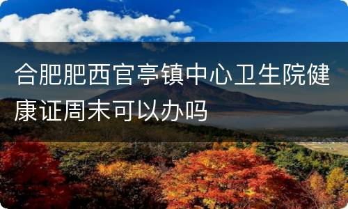 合肥肥西官亭镇中心卫生院健康证周末可以办吗