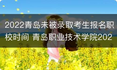 2022青岛未被录取考生报名职校时间 青岛职业技术学院2022年单招