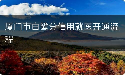 厦门市白鹭分信用就医开通流程