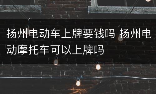 扬州电动车上牌要钱吗 扬州电动摩托车可以上牌吗