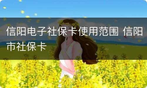 信阳电子社保卡使用范围 信阳市社保卡