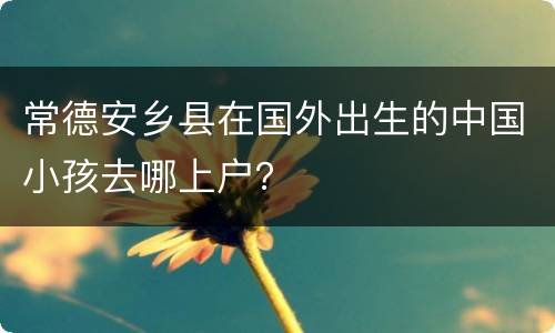 常德安乡县在国外出生的中国小孩去哪上户？