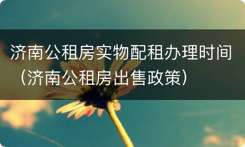 济南公租房实物配租办理时间（济南公租房出售政策）