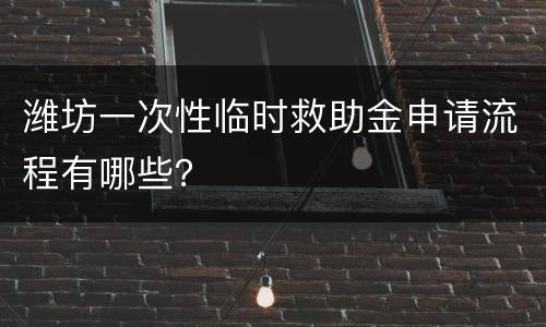 潍坊一次性临时救助金申请流程有哪些？