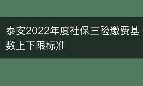 泰安2022年度社保三险缴费基数上下限标准