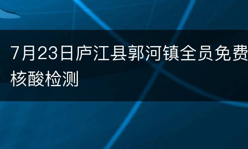 7月23日庐江县郭河镇全员免费核酸检测