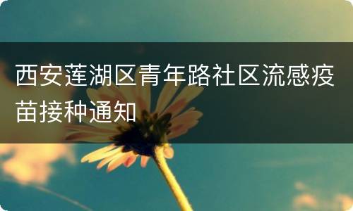 西安莲湖区青年路社区流感疫苗接种通知