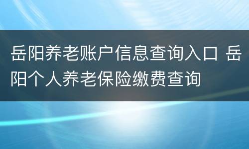 岳阳养老账户信息查询入口 岳阳个人养老保险缴费查询