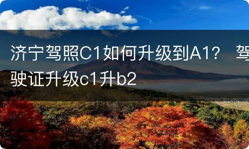 济宁驾照C1如何升级到A1？ 驾驶证升级c1升b2