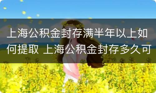 上海公积金封存满半年以上如何提取 上海公积金封存多久可以提取公积金