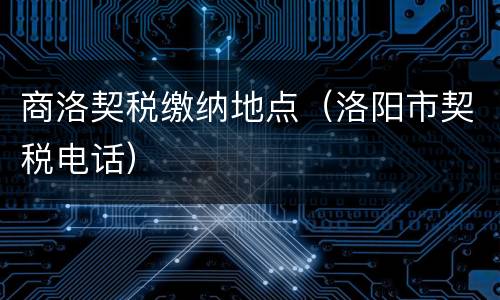 商洛契税缴纳地点（洛阳市契税电话）