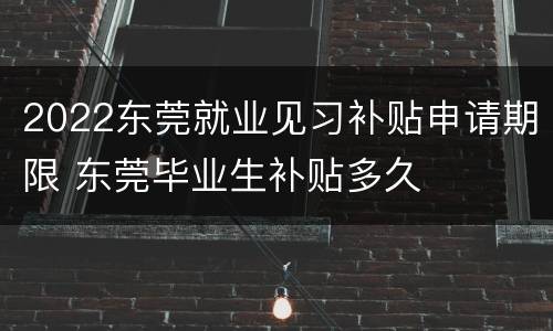 2022东莞就业见习补贴申请期限 东莞毕业生补贴多久