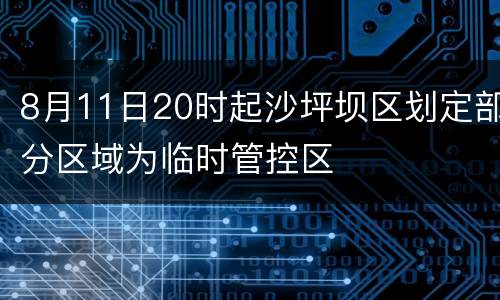 8月11日20时起沙坪坝区划定部分区域为临时管控区