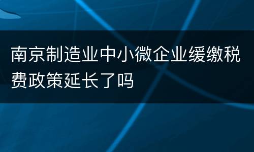 南京制造业中小微企业缓缴税费政策延长了吗