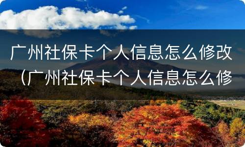 广州社保卡个人信息怎么修改（广州社保卡个人信息怎么修改不了）