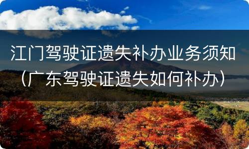 江门驾驶证遗失补办业务须知（广东驾驶证遗失如何补办）