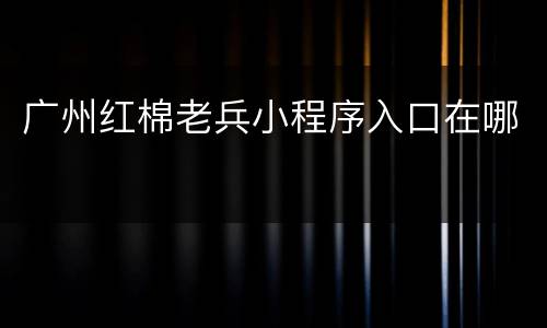 广州红棉老兵小程序入口在哪