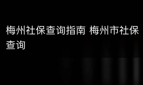 梅州社保查询指南 梅州市社保查询