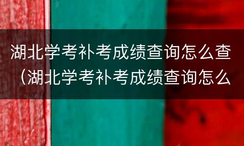 湖北学考补考成绩查询怎么查（湖北学考补考成绩查询怎么查不了）