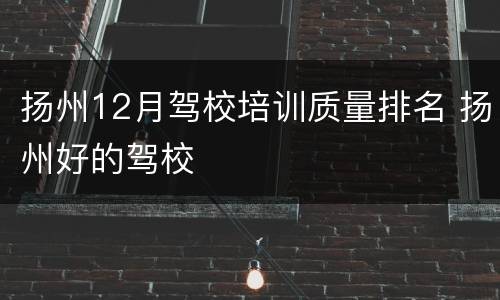 扬州12月驾校培训质量排名 扬州好的驾校