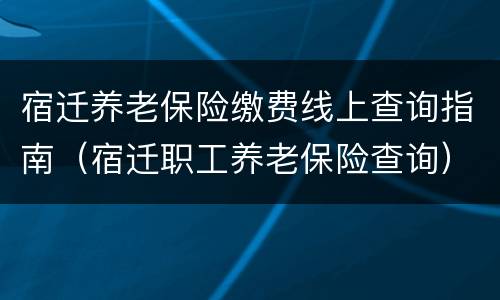 宿迁养老保险缴费线上查询指南（宿迁职工养老保险查询）