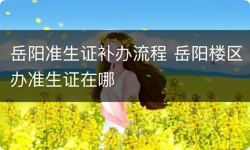 岳阳准生证补办流程 岳阳楼区办准生证在哪