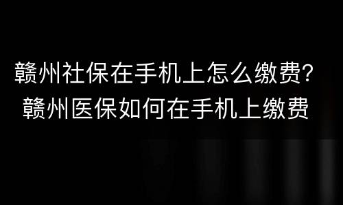 赣州社保在手机上怎么缴费？ 赣州医保如何在手机上缴费