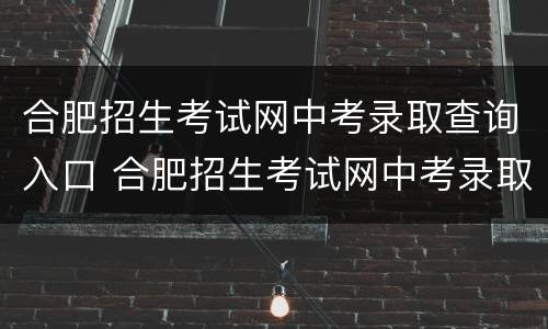 合肥招生考试网中考录取查询入口 合肥招生考试网中考录取查询入口官网