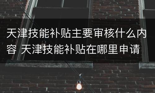 天津技能补贴主要审核什么内容 天津技能补贴在哪里申请