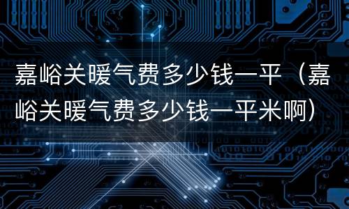 嘉峪关暖气费多少钱一平（嘉峪关暖气费多少钱一平米啊）