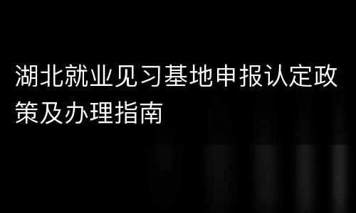 湖北就业见习基地申报认定政策及办理指南