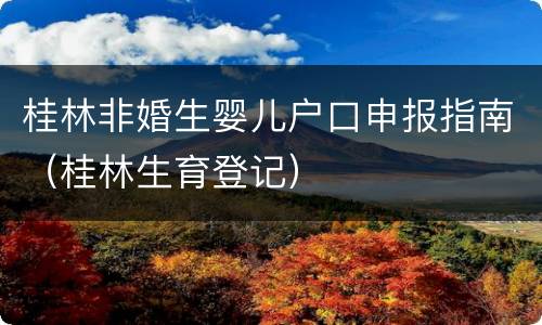 桂林非婚生婴儿户口申报指南（桂林生育登记）