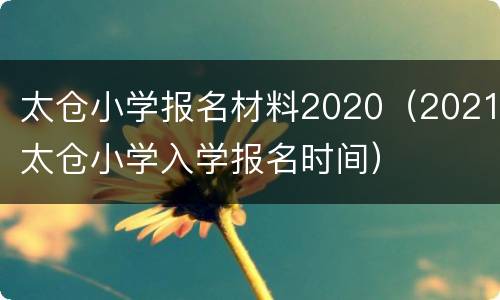 太仓小学报名材料2020（2021太仓小学入学报名时间）