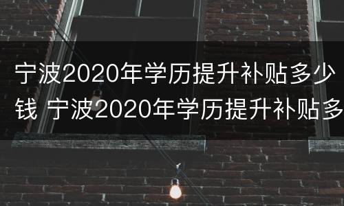 宁波2020年学历提升补贴多少钱 宁波2020年学历提升补贴多少钱一个月