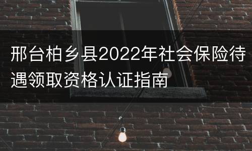 邢台柏乡县2022年社会保险待遇领取资格认证指南