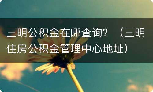三明公积金在哪查询？（三明住房公积金管理中心地址）